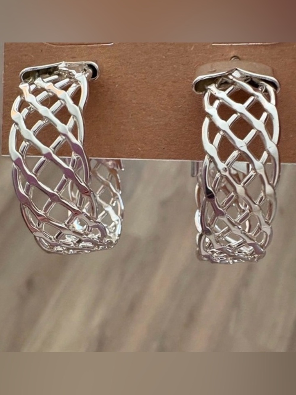 Silver-tone Woven Braided Hoop Pierced Earrings